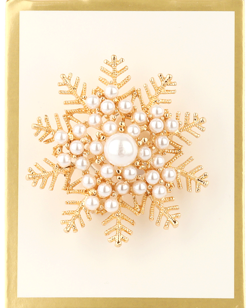 Pearl Snowflake Christmas Brooch
