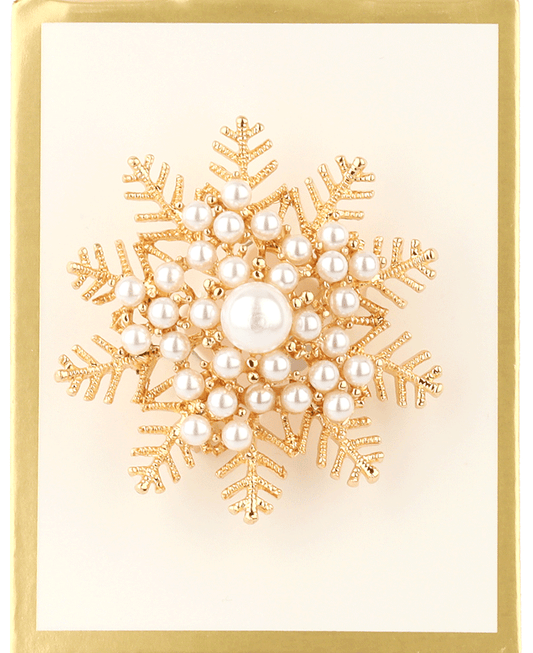 Pearl Snowflake Christmas Brooch