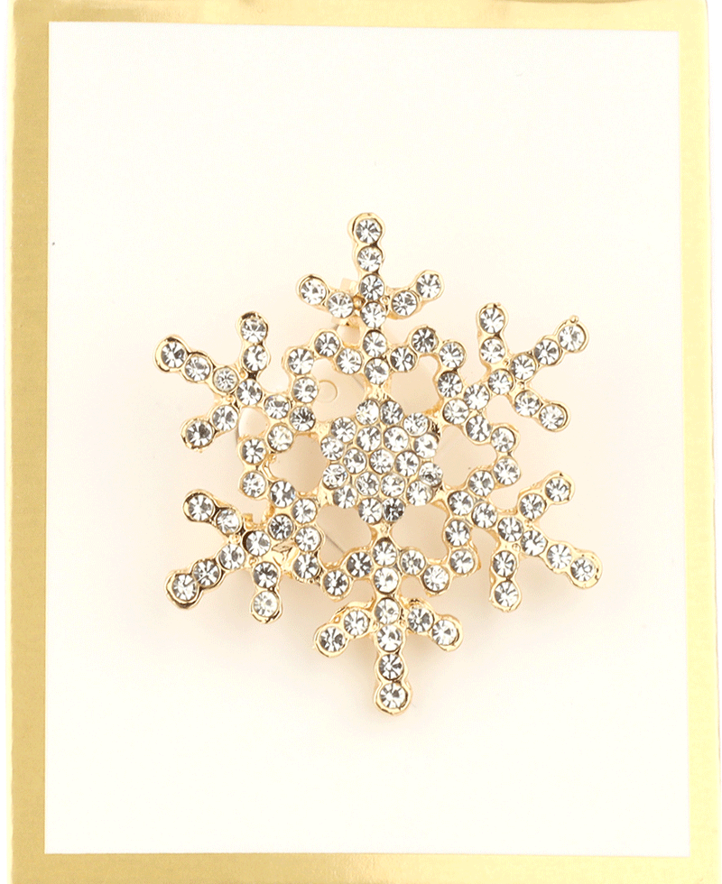 Rhinestone Snowflake Christmas Brooch