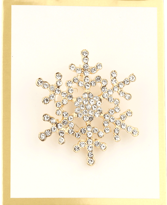 Rhinestone Snowflake Christmas Brooch