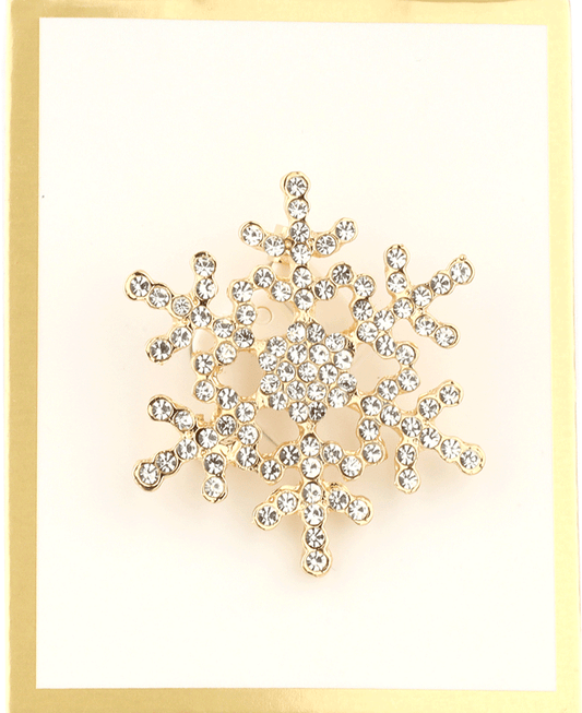 Rhinestone Snowflake Christmas Brooch