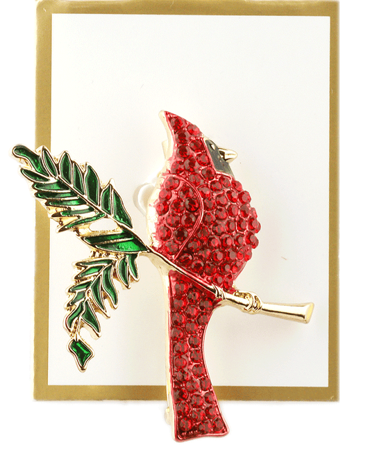 Rhinestone Christmas Bird Brooch