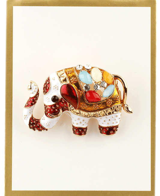 Rhinestone & Epoxy Elephant Brooch