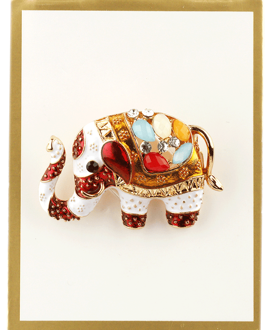 Rhinestone & Epoxy Elephant Brooch