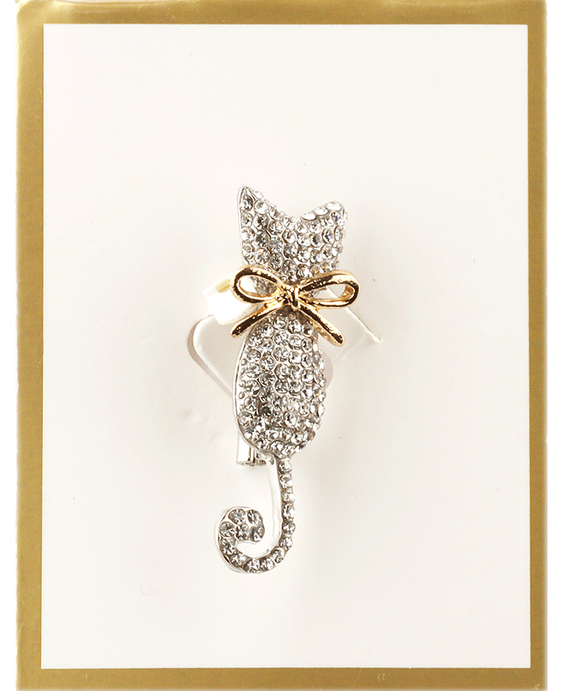 Rhinestone Cat Brooch