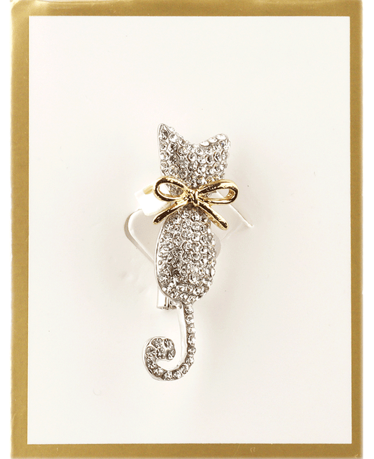 Rhinestone Cat Brooch