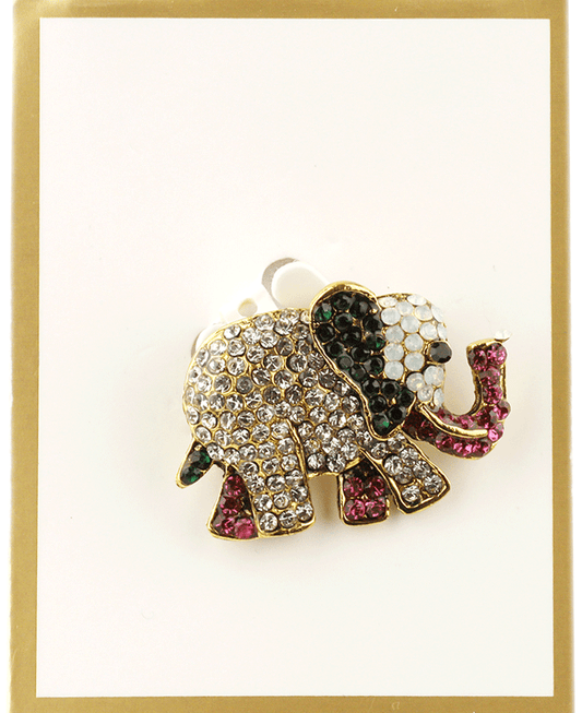 Rhinestone Elephant Brooch