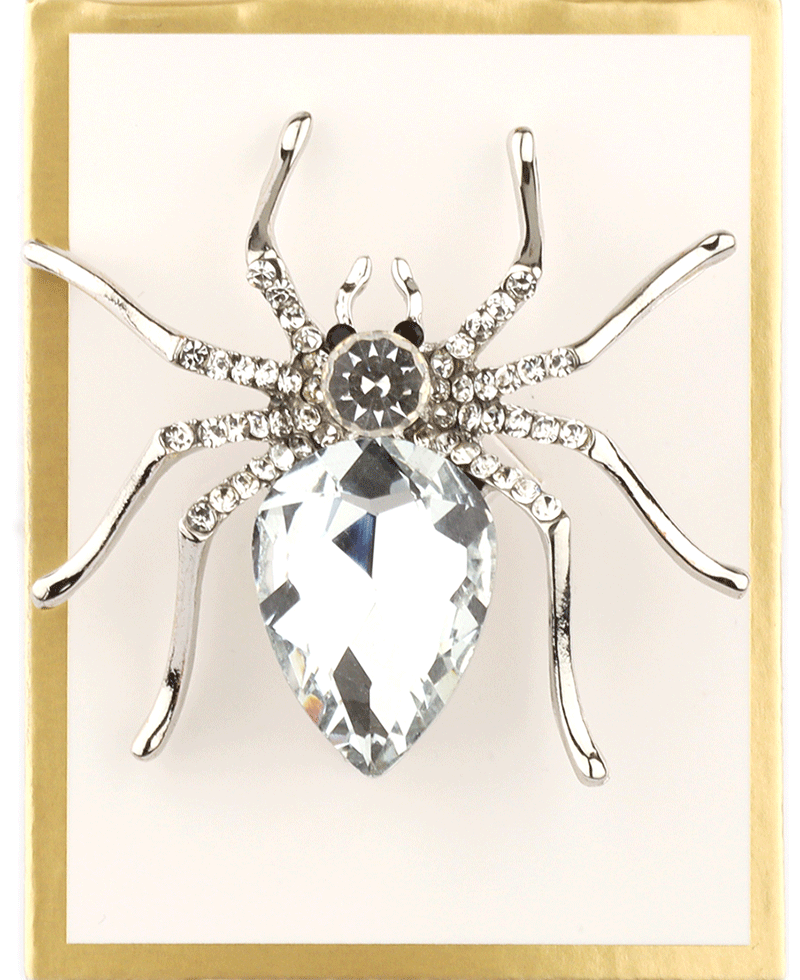 Rhinestone Spider Brooch