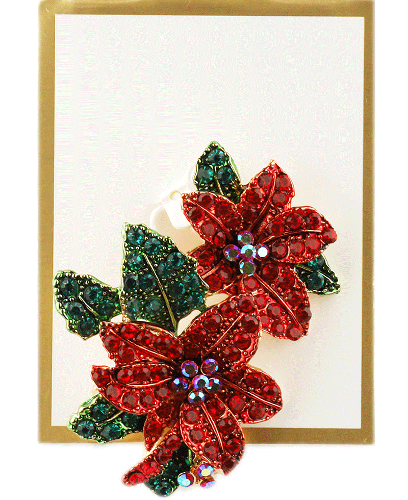 Rhinestone Christmas Brooch