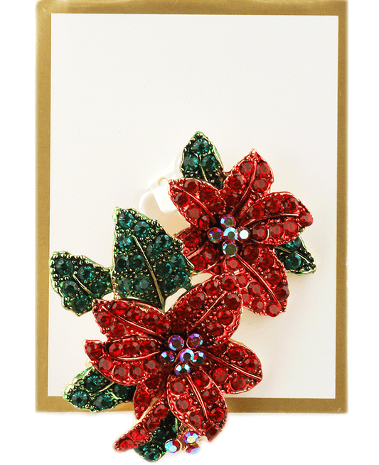 Rhinestone Christmas Brooch