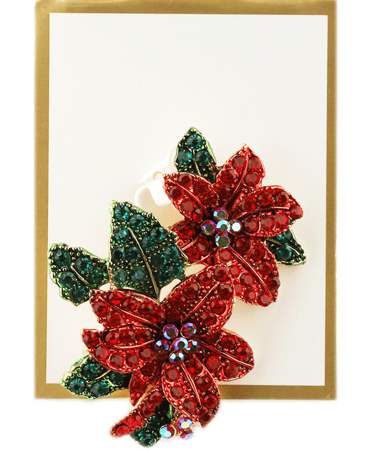 Rhinestone Christmas Brooch