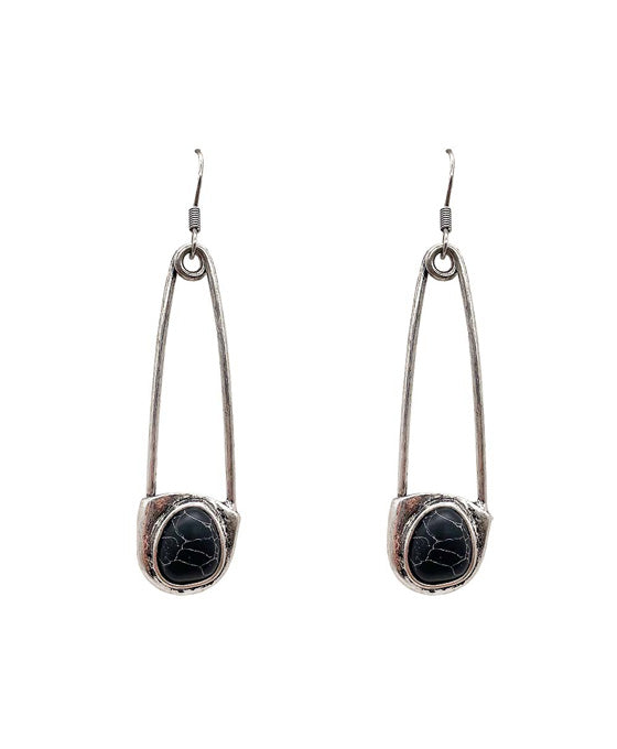 Turquoise Stone Safety Pin Earring