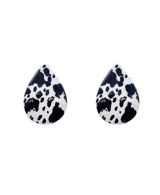 Animal Printed Teardrop Casting Stud Earring