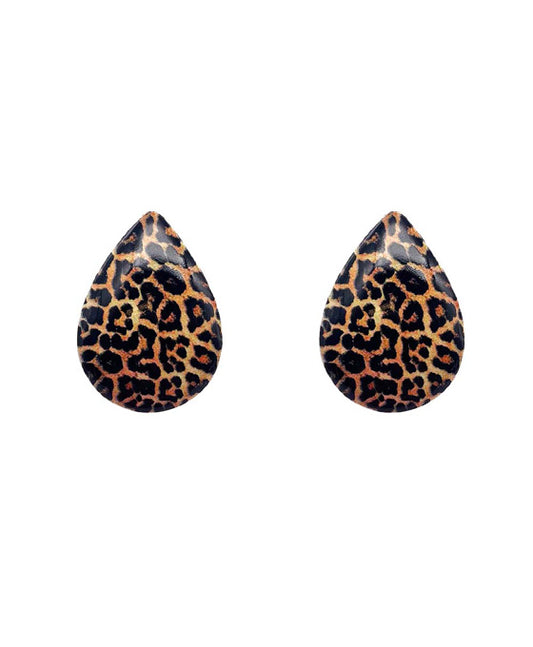 Animal Printed Teardrop Casting Stud Earring