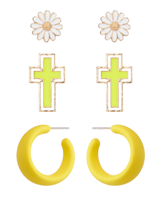 Cross Enamel Multi Earring Set