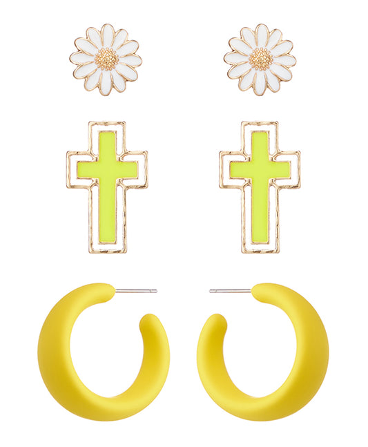 Cross Enamel Multi Earring Set