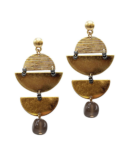 Linked Half Moon Metal Post Earring