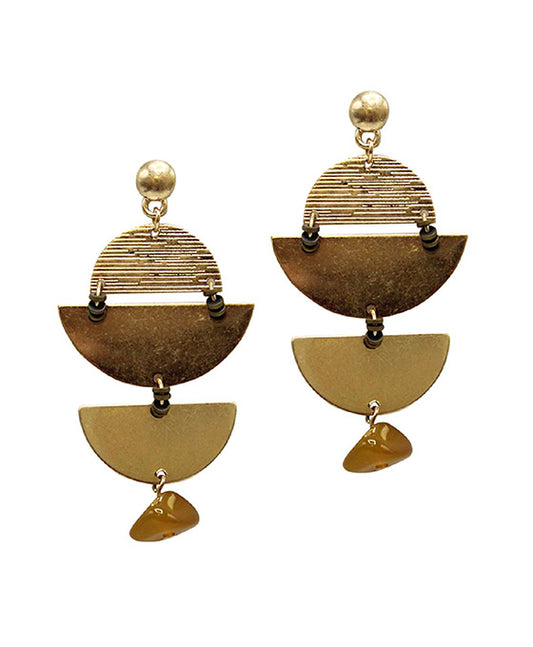 Linked Half Moon Metal Post Earring