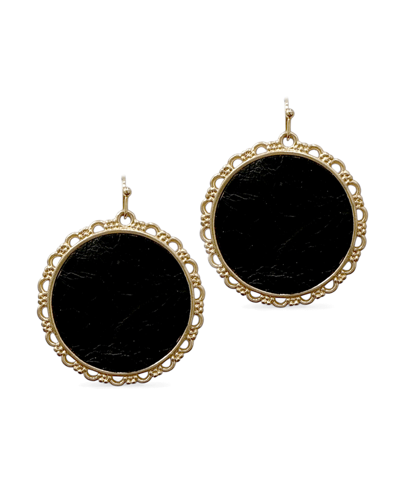 Filigree Frame w/ Round Leather Earring