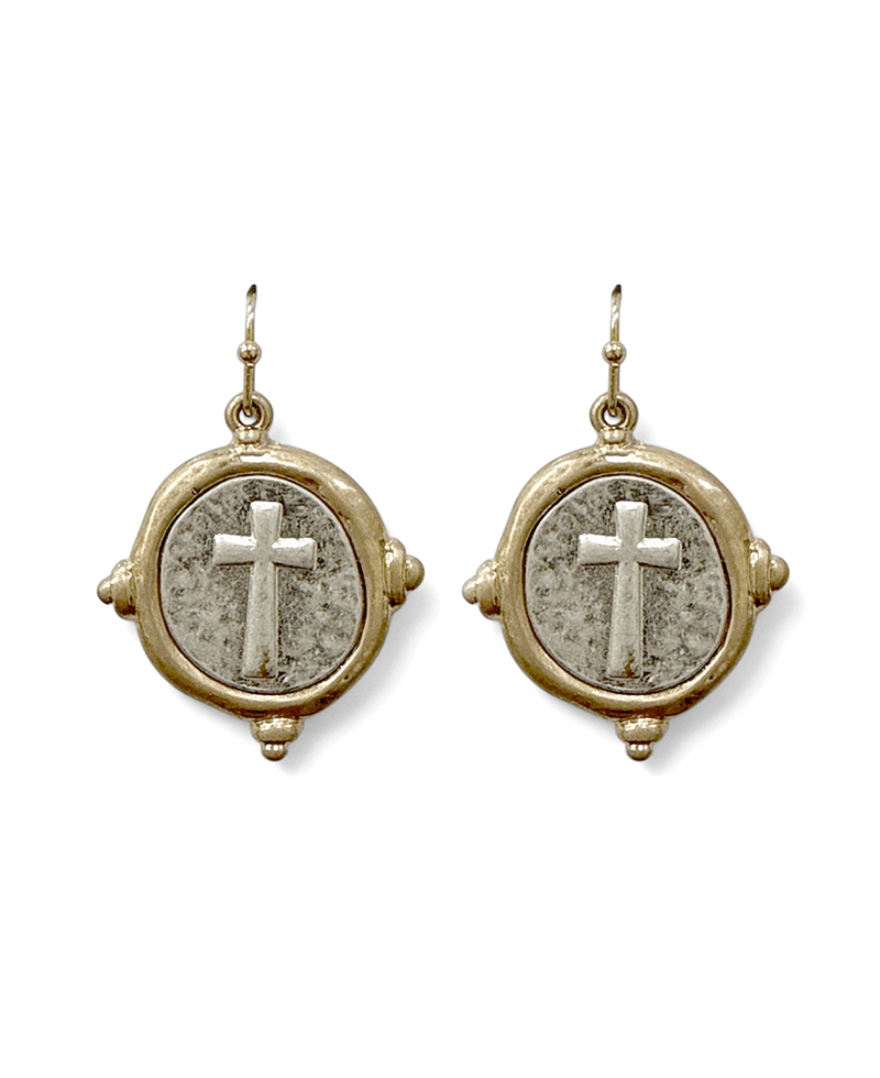 Vintage Cross Coin Earring