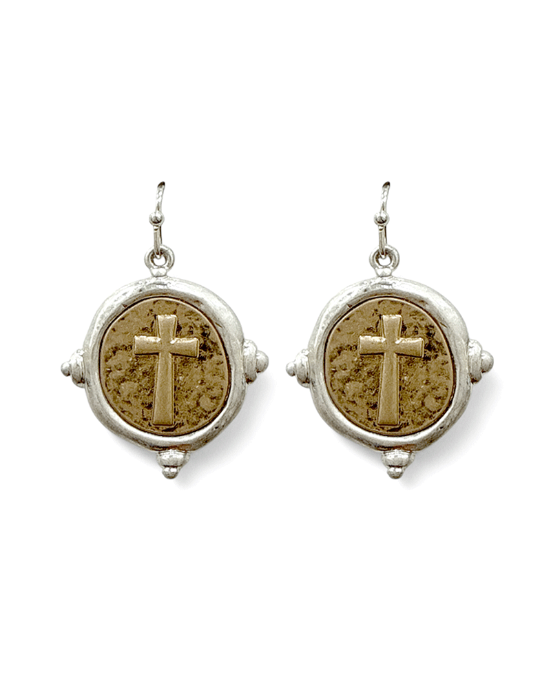 Vintage Cross Coin Earring