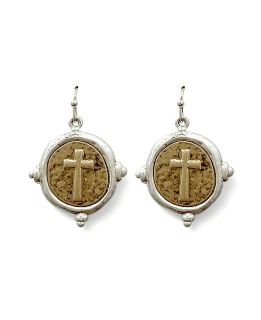 Vintage Cross Coin Earring