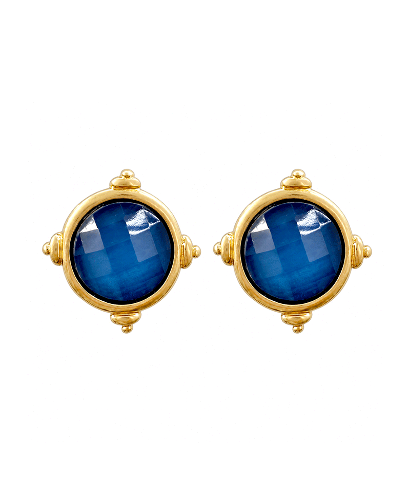 Faceted Stone Vintage Metal Frame Earring