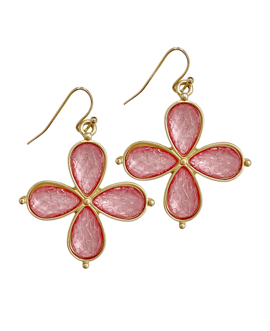 Flower Shape God Metal Frame Earring