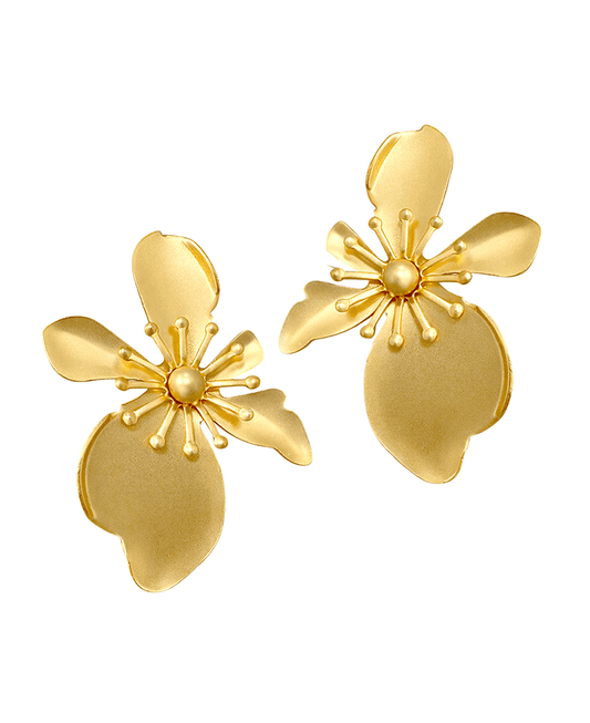 Flower w/ Stamens Metal Post Earring
