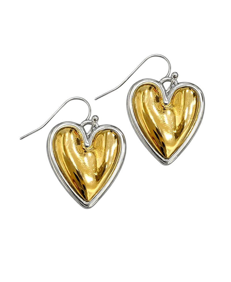 Tow Tone Heart Drop Earring