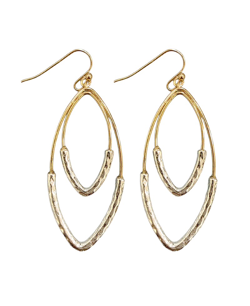 Double Teardrop Two Tone Metal Earring