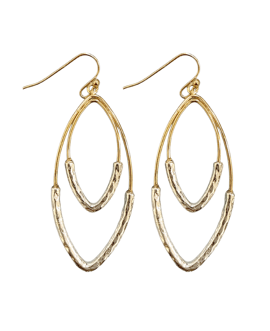 Double Teardrop Two Tone Metal Earring