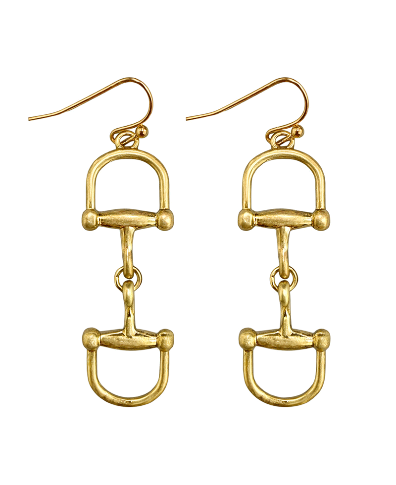 Double Link Horsebit Dangle Earring