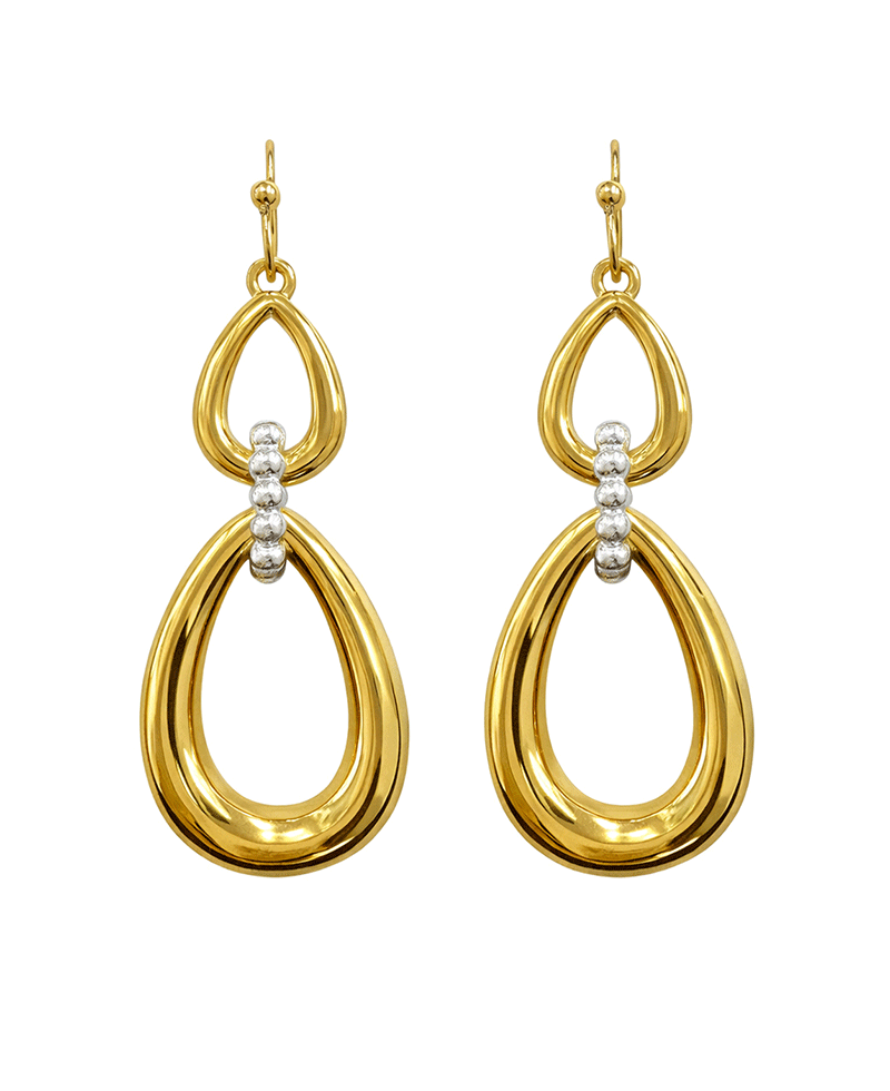 Double Teardrop Linked Metal Earring