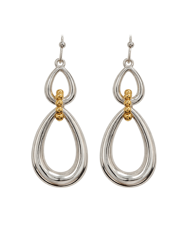 Double Teardrop Linked Metal Earring
