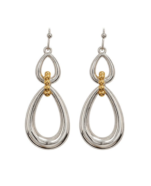 Double Teardrop Linked Metal Earring