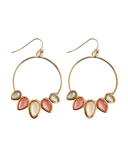 Circle Wire w/ Teardrop Stones Earring