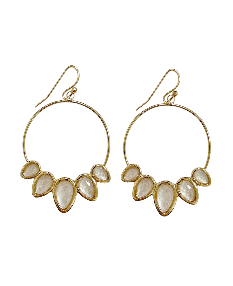 Circle Wire w/ Teardrop Stones Earring