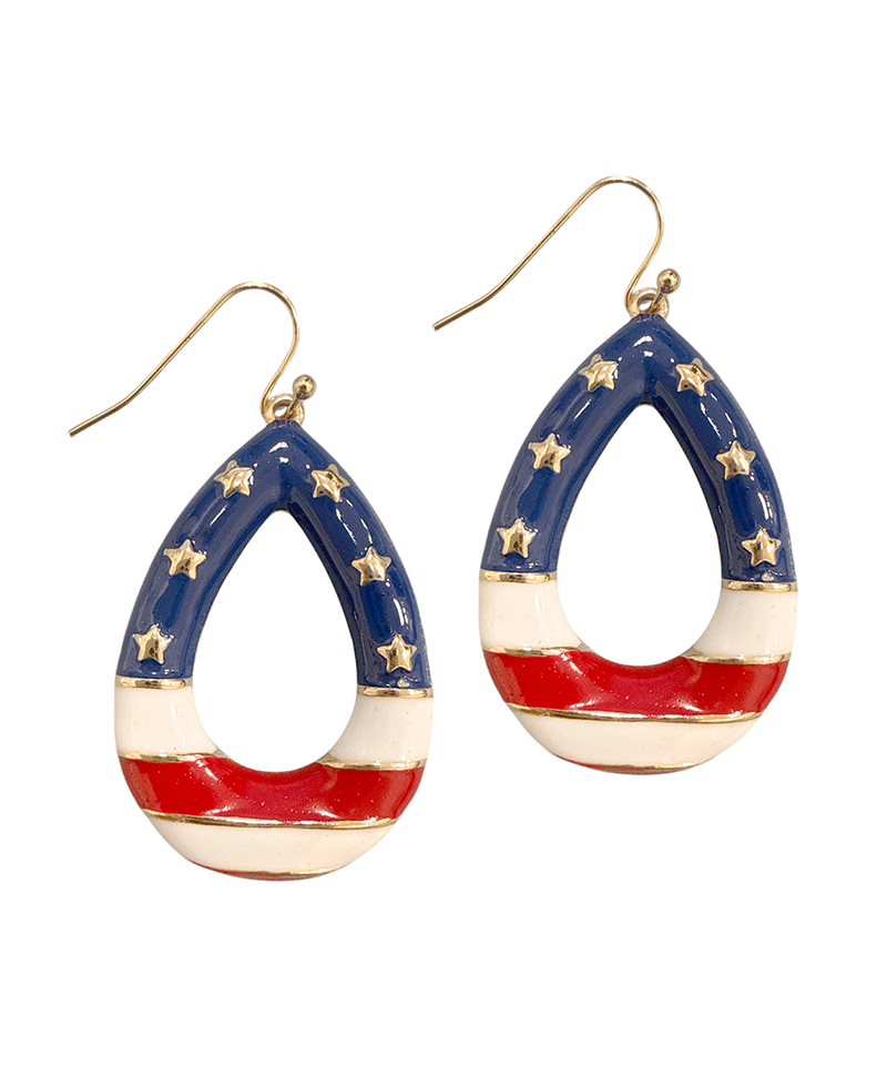 American Flag Pattern Hoop Earring