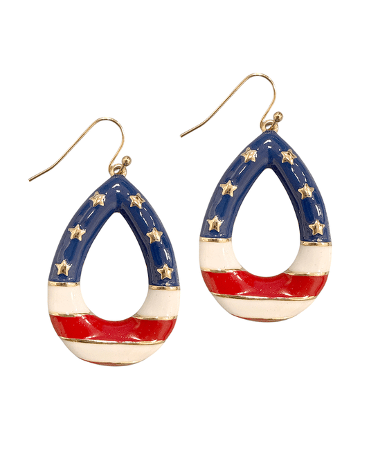 American Flag Pattern Hoop Earring