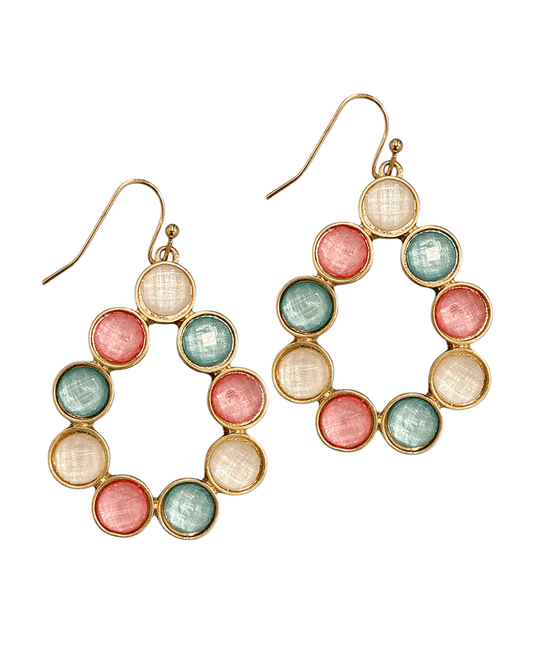 Teardrop Shape Frame w/ Stones Earring
