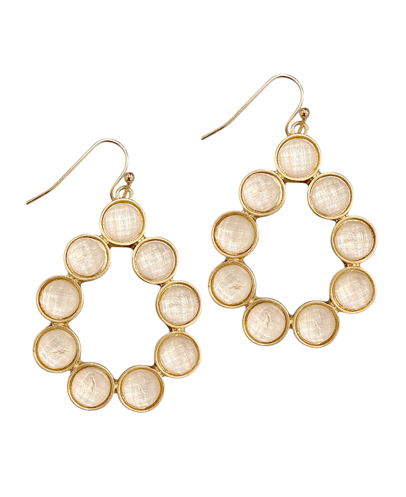 Teardrop Shape Frame w/ Stones Earring