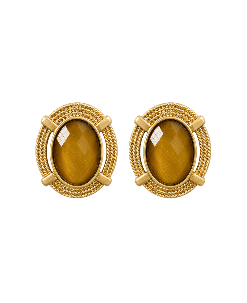 Vintage Gold Tone Textured Metal Earring