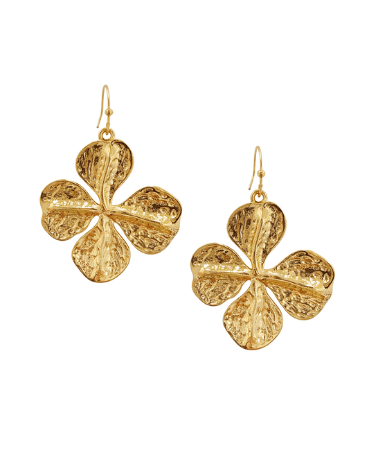 Textured Four-Leaf Flower Earring