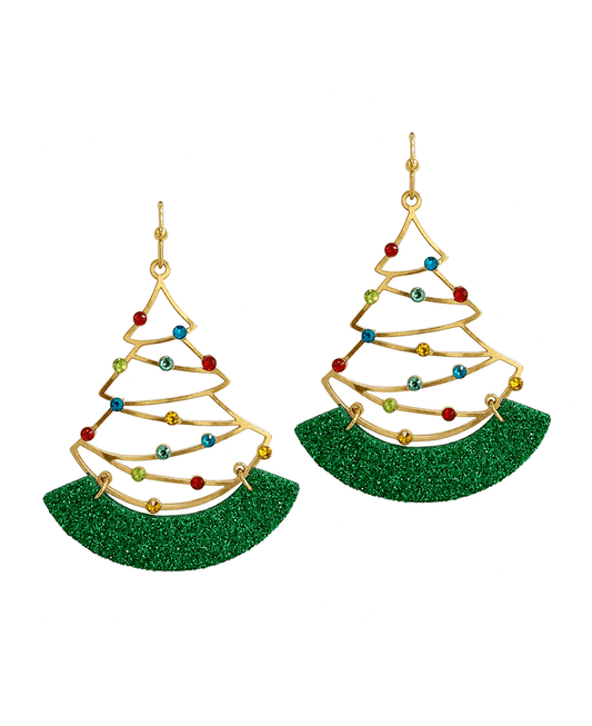 Wireframe Christmas Tree w/ Glitter Earring