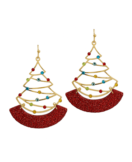 Wireframe Christmas Tree w/ Glitter Earring