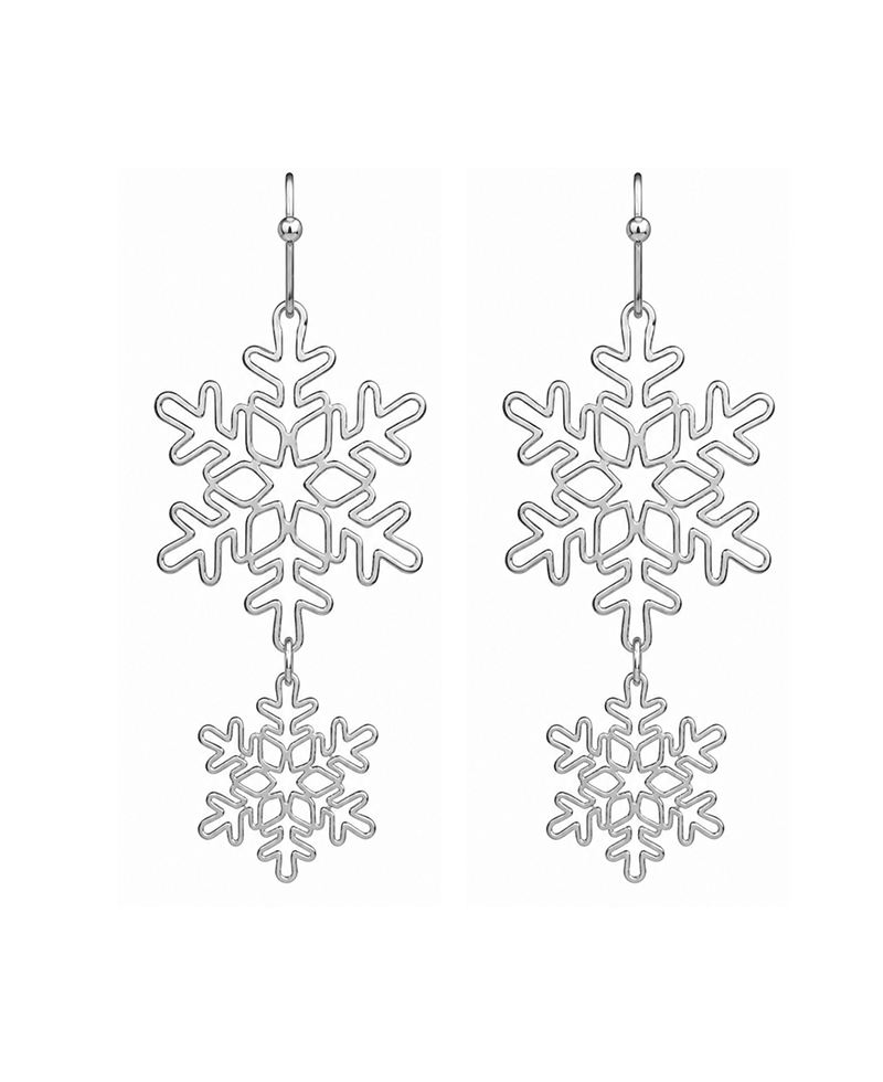 Double Wire Snowflake Dangle Earring