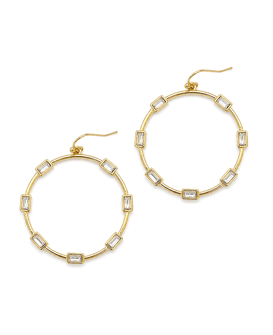 Christmas Baguette Rhinestone Hoop Earring