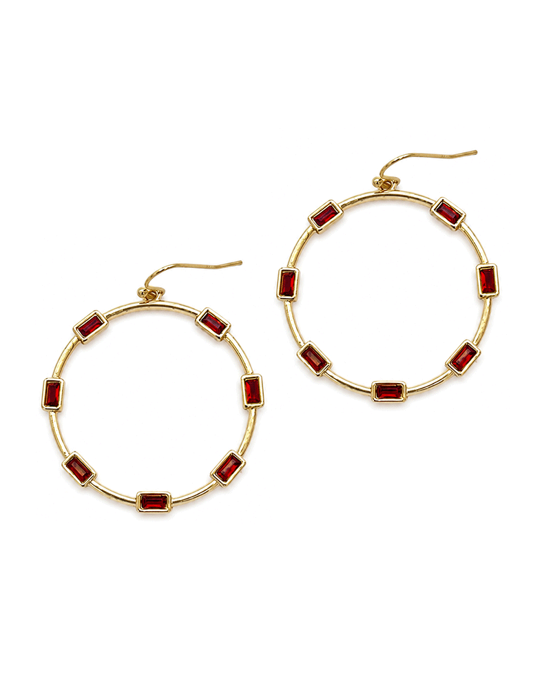 Christmas Baguette Rhinestone Hoop Earring