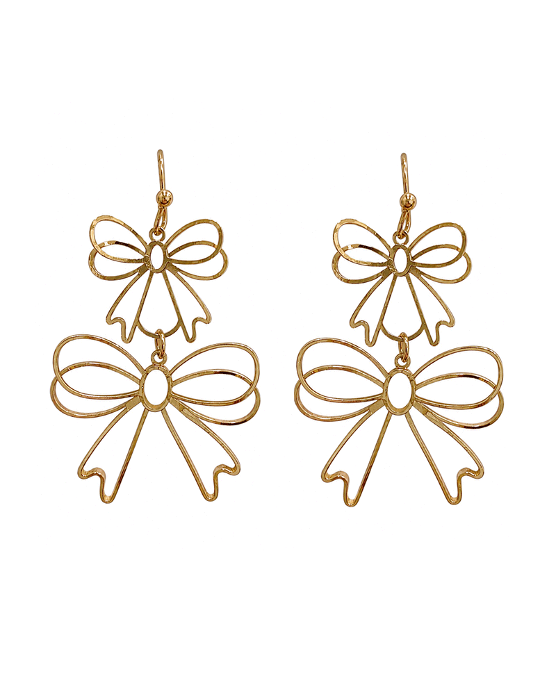 Double Bow Wire Dangle Earring